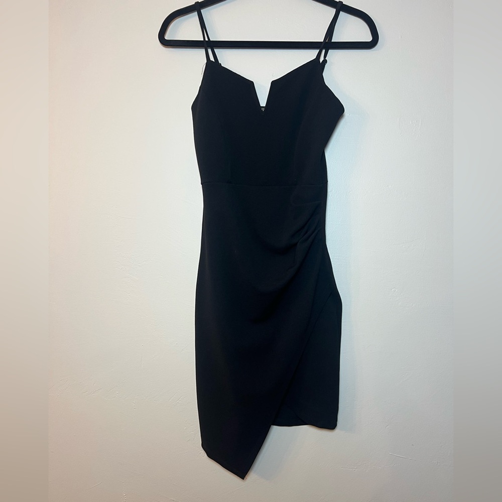 Don’t You Dare Women’s Black Spaghetti Strap Asymmetrical Hem Dress Small